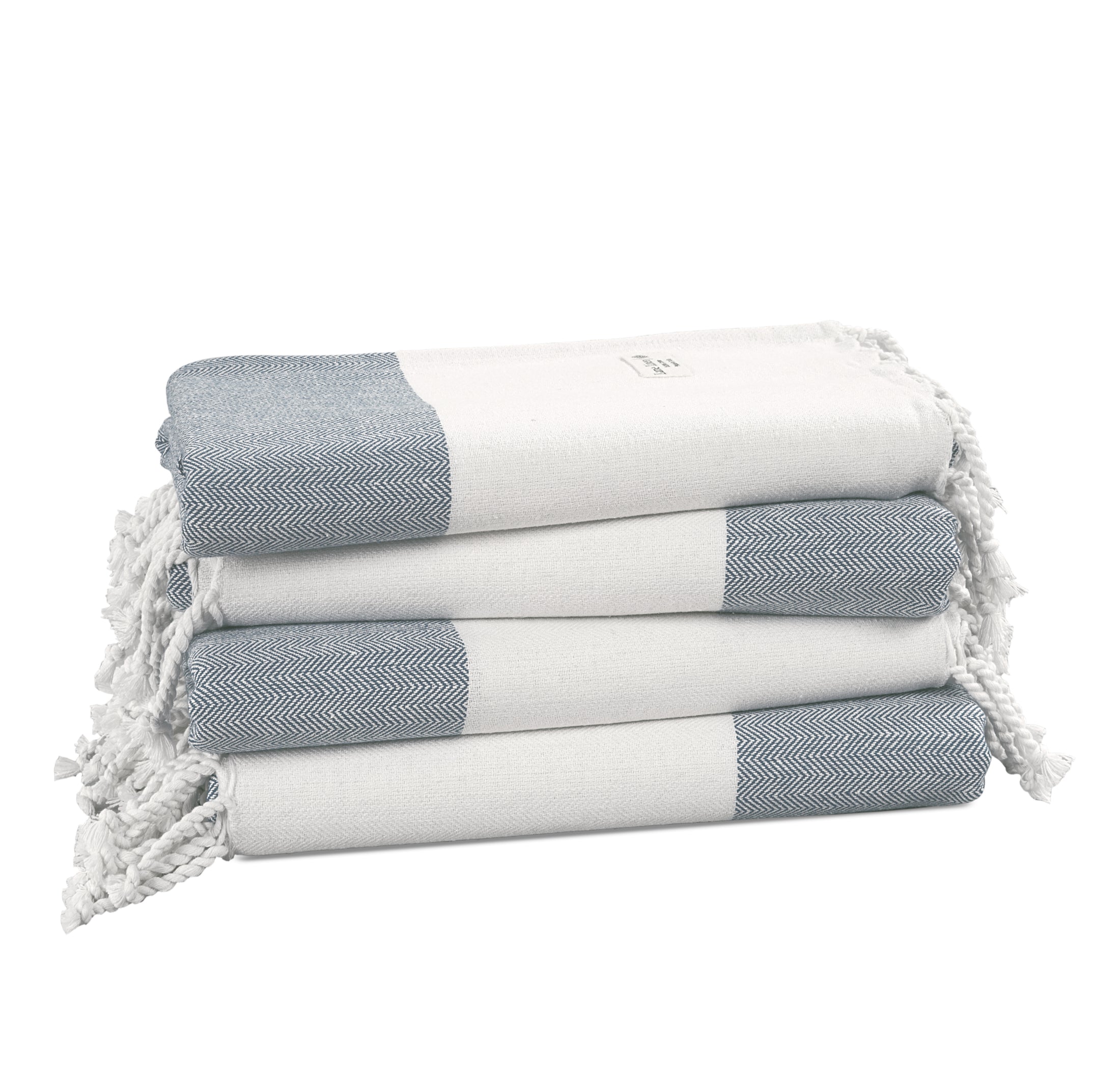 Set of 4 Herringbone Turkish Beach Towels - Grey